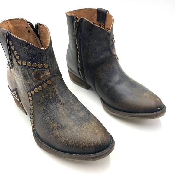 Circle G by Corral Star Inlay Studded Leather Ankle Boots Multicolor Size 7 M - Picture 3 of 10